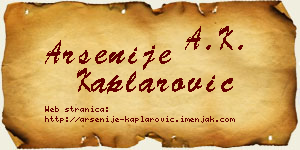 Arsenije Kaplarović vizit kartica